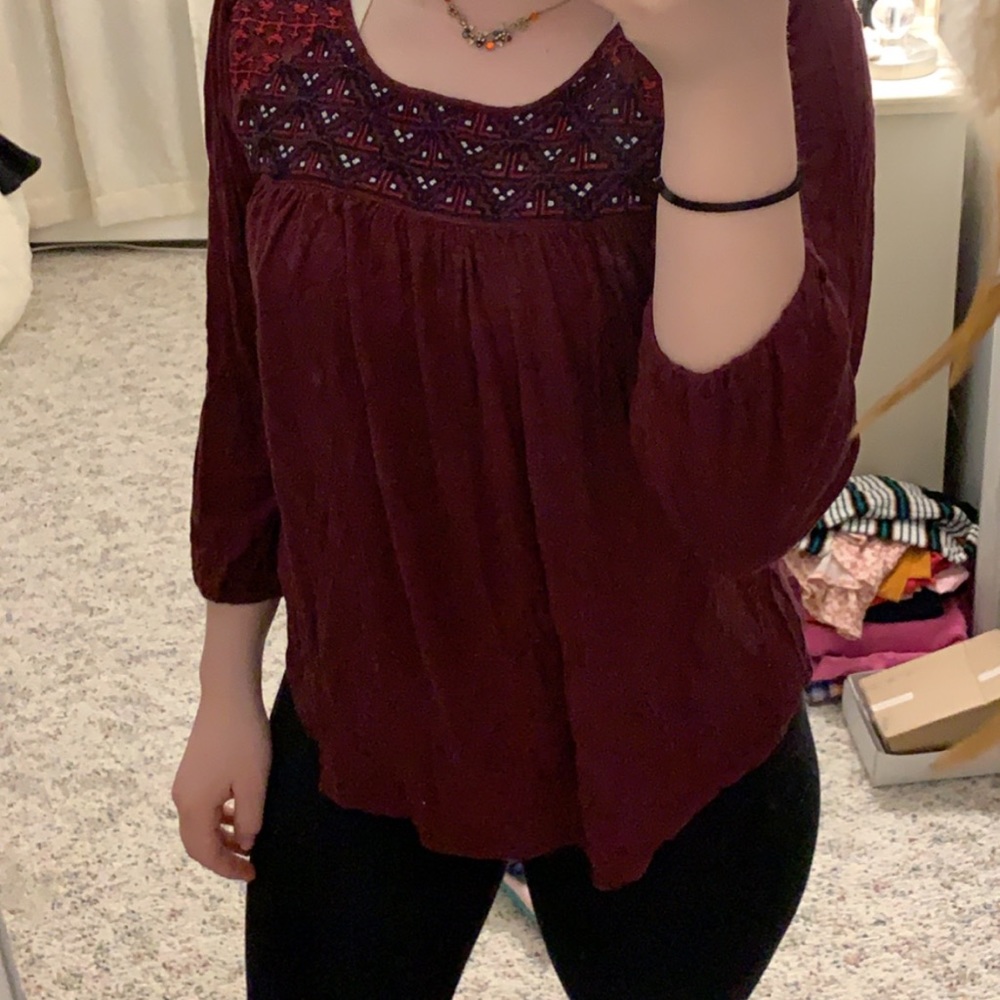 long sleeve flowy lucky brand shirt